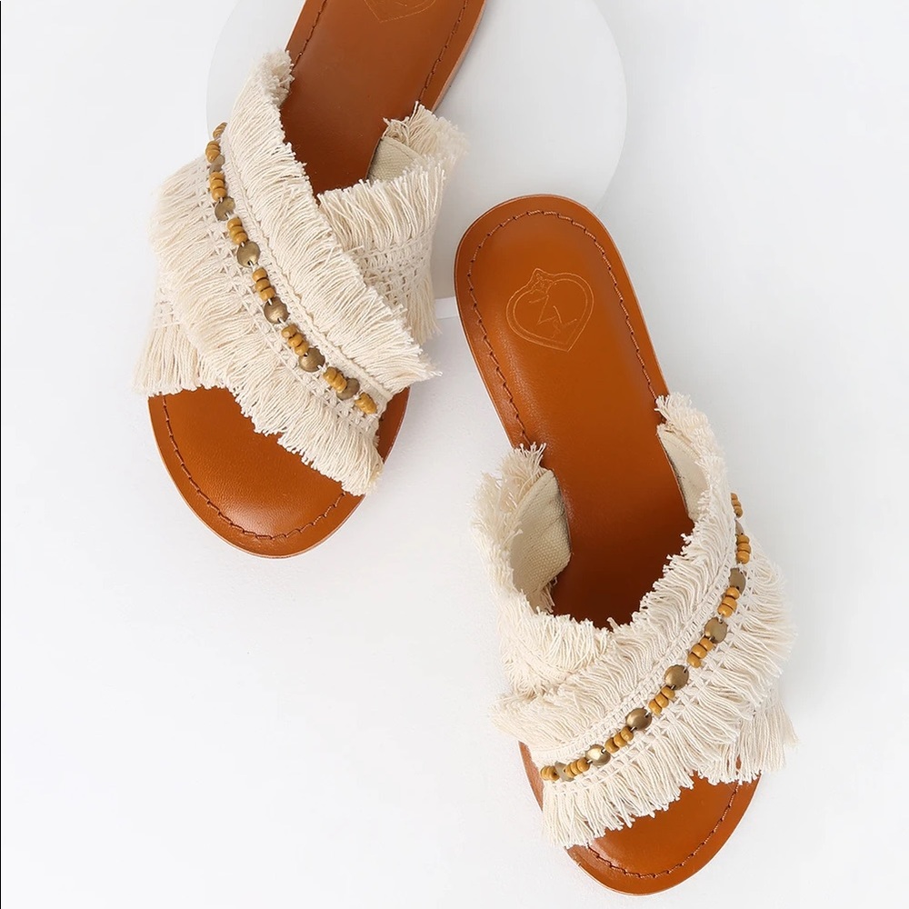 Hayzel White Embellished Slide Sandals